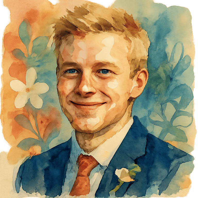 Watercolor portrait of Johnny